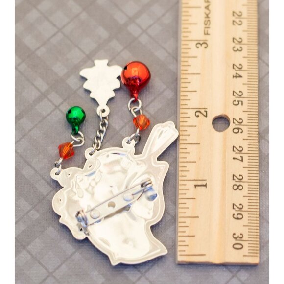 Vintage Boho Silver Tone Christmas Bell Bird Brooch G10 - Picture 2 of 2